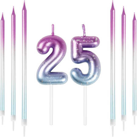 Velas decorativas con números de cumpleaños número 25