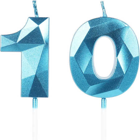 3D Velas de 10 cumpleaños, vela número 10